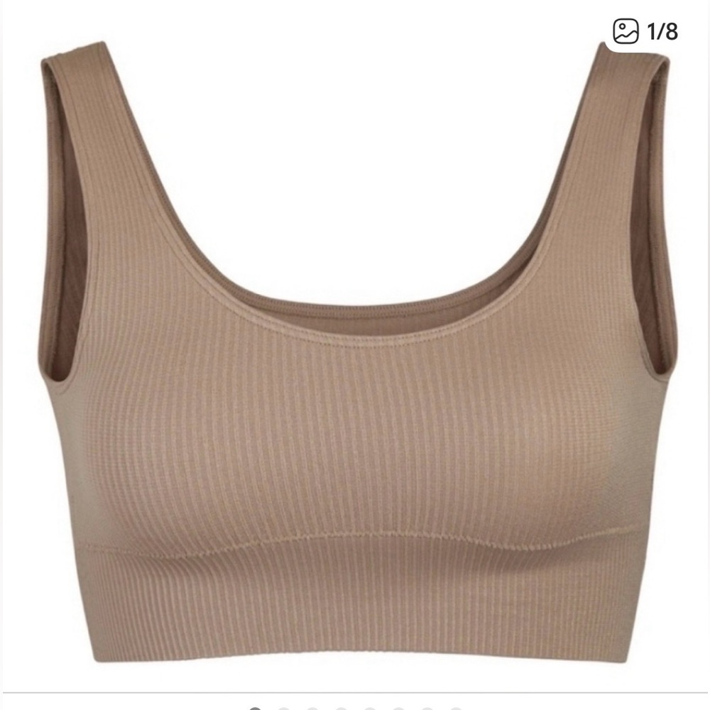 SKIMS Stretch Ribbed Scoop Beige Bralette - 2X/3X Desert